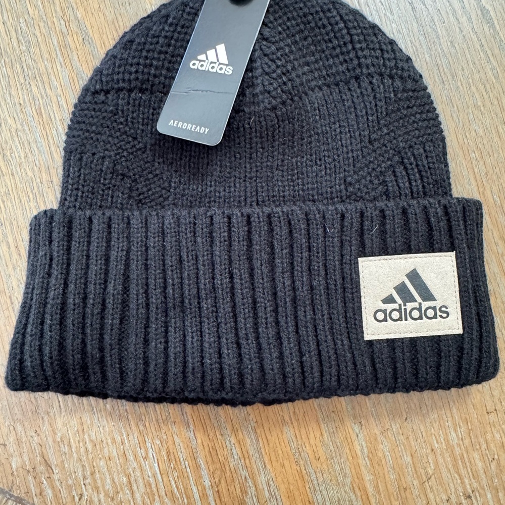 Adidas Black Ribbed Beanie